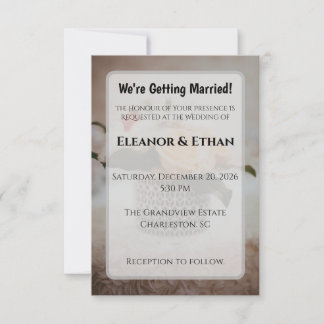 Luxury Cream Rose Geometric Vase Elegant Wedding Invitation