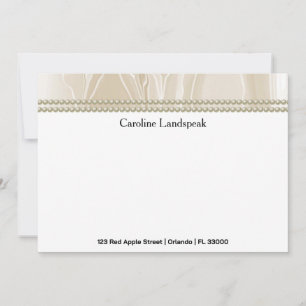 Luxury Cream Silk Pearls Custom Name, Address Card