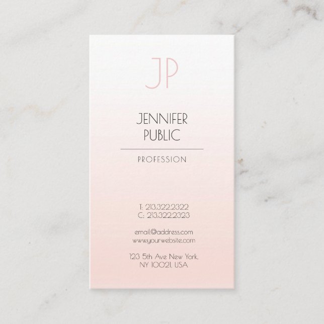 Luxury Creative Design Minimalist Monogram Plain Business Card (Front)