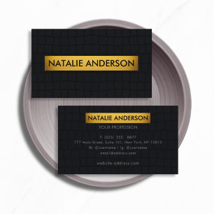 Luxury Crocodile Black & Gold Custom Business Card