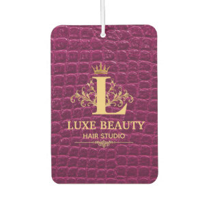 Luxury Crocodile Leather Monogram Gold Initial  Car Air Freshener