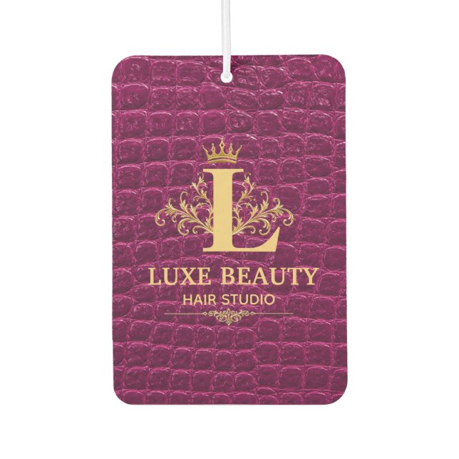 Luxury Crocodile Leather Monogram Gold Initial  Car Air Freshener (Front)