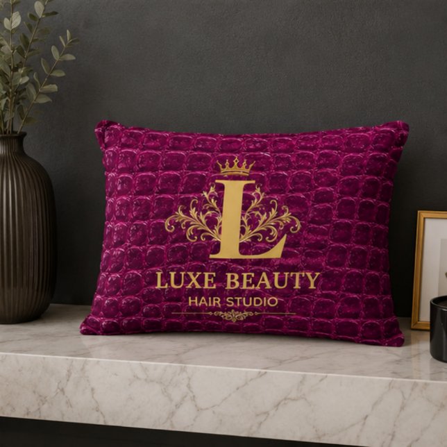 Luxury Crocodile Leather Monogram Gold Initial  Decorative Cushion (Creator Uploaded)
