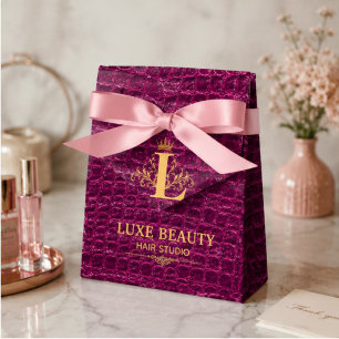 Luxury Crocodile Leather Monogram Gold Initial Favour Box