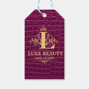 Luxury Crocodile Leather Monogram Gold Initial  Gift Tags