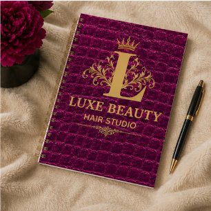 Luxury Crocodile Leather Monogram Gold Initial  Notebook