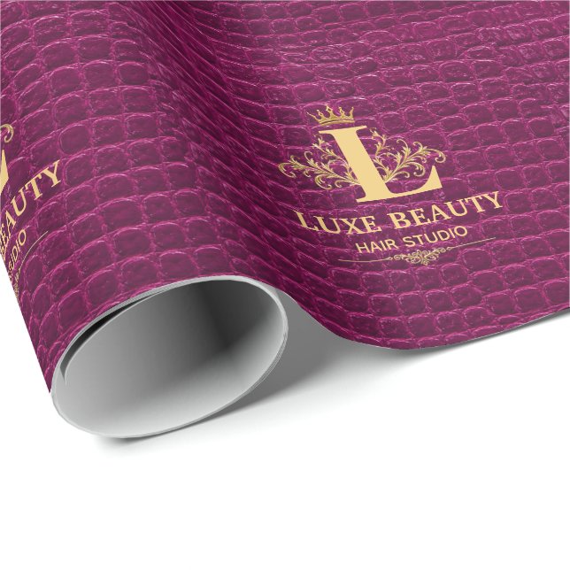 Luxury Crocodile Leather Monogram Gold Initial  Wrapping Paper (Roll Corner)