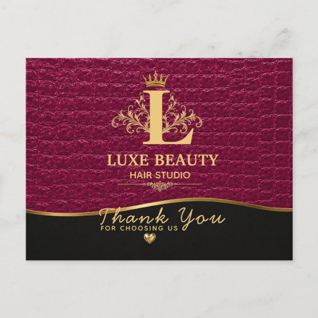 Luxury Crocodile Leather Thank You Card  (Front)