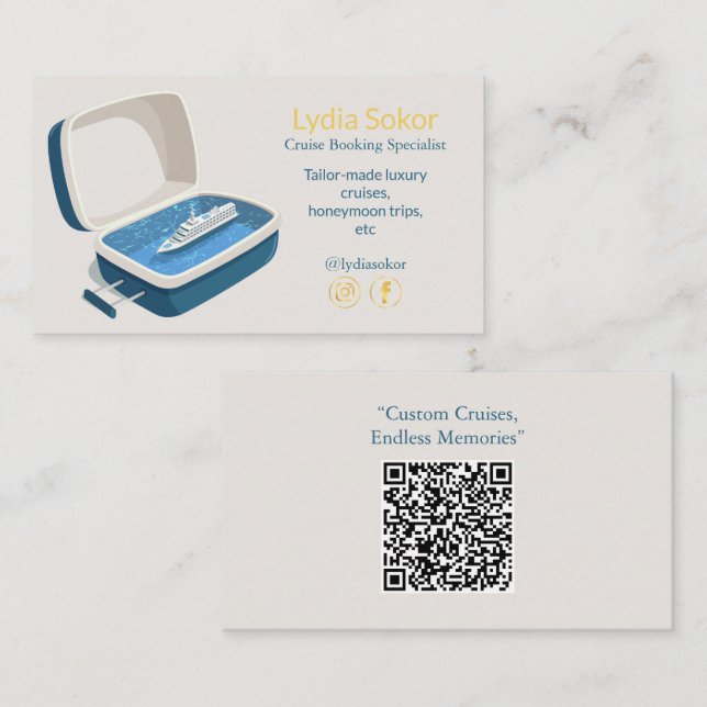 Luxury Cruise Booking Business Card (Front/Back)