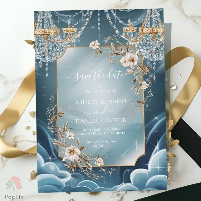 Luxury Crystal Chandelier floral Save The Date Invitation (Creator Uploaded)