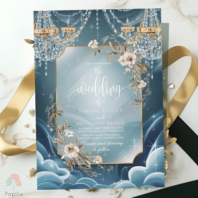 Luxury Crystal Chandelier floral Wedding Invitation (Creator Uploaded)