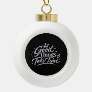 Luxury Crystal Crown Quote Ceramic Ball Christmas Ornament