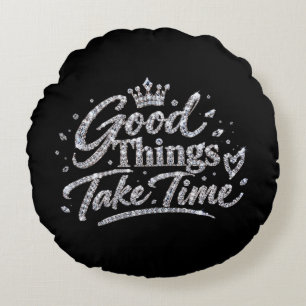 Luxury Crystal Crown Quote Round Cushion