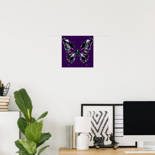 Luxury Crystal Obsidian Butterfly 3D Graphic Poste Poster