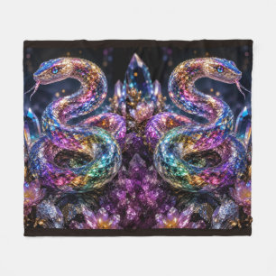 Luxury Crystal Snake   Black Gold Glam Fleece Blanket
