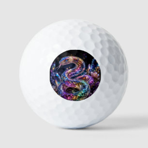 Luxury Crystal Snake Black Gold Glam Golf Balls