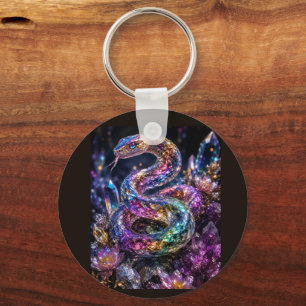 Luxury Crystal Snake Black Gold Glam Key Ring