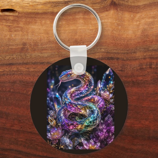 Luxury Crystal Snake | Black Gold Glam Key Ring (Front)
