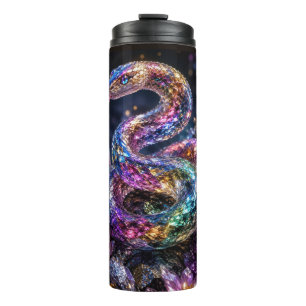Luxury Crystal Snake   Black Gold Glam Thermal Tumbler