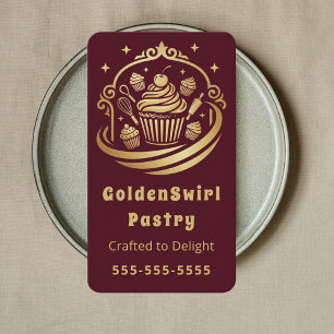 Luxury Cupcake Home Bakery Modern Pastry Chef Business Card
