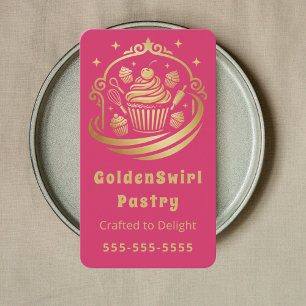 Luxury Cupcake Home Bakery Pastry Chef Hot Pink Business Card