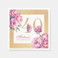 Luxury Custom 40th Birthday Pink Gold Glitter