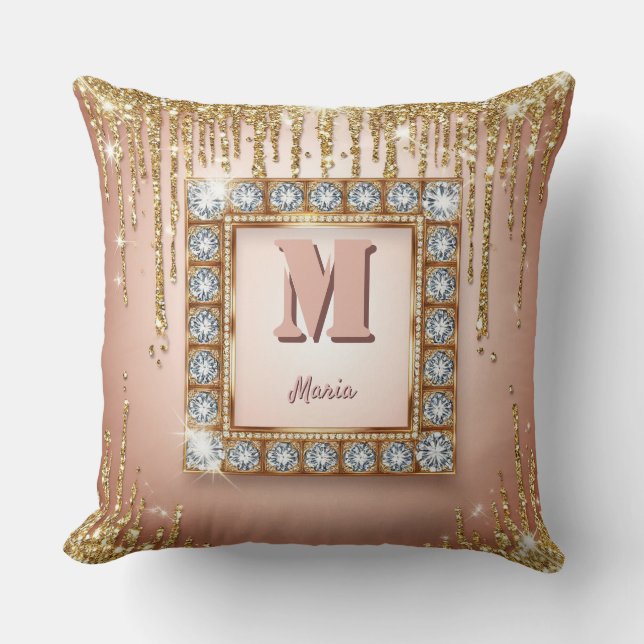 Luxury custom name monogram letter cushion (Front)