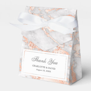 Luxury Custom Rose Gold and White Marble Wedding Favour Box