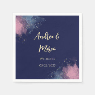 Luxury Customisable Watercolor Beach Wedding Napkin
