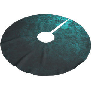 Luxury Damask turquoise Brushed Polyester Tree Skirt