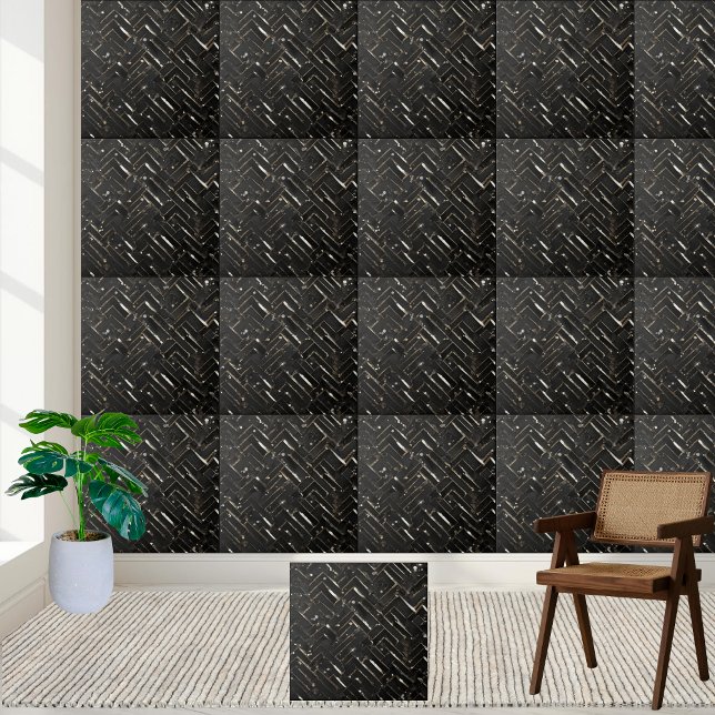 Luxury Dark Black Glitter Contemporary Glamourous Tile (Luxury Dark Black Glitter Contemporary Glamorous Ceramic Tile)