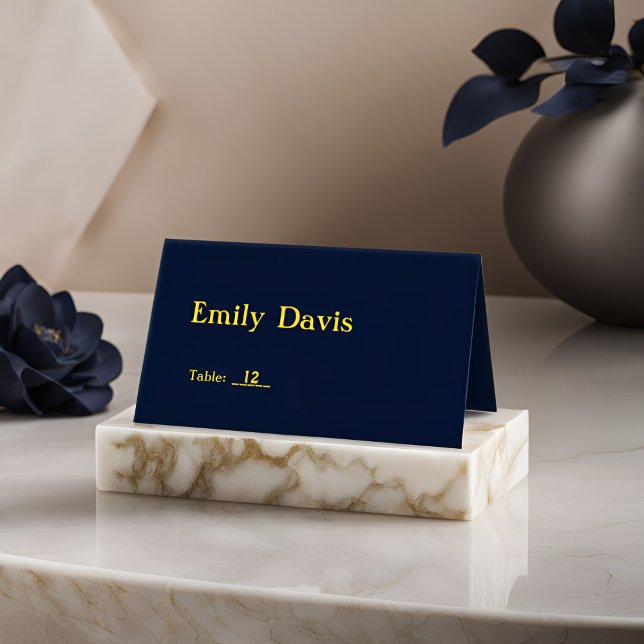 Luxury Dark Blue and Gold Place Cards - Elegant (Creator Uploaded)