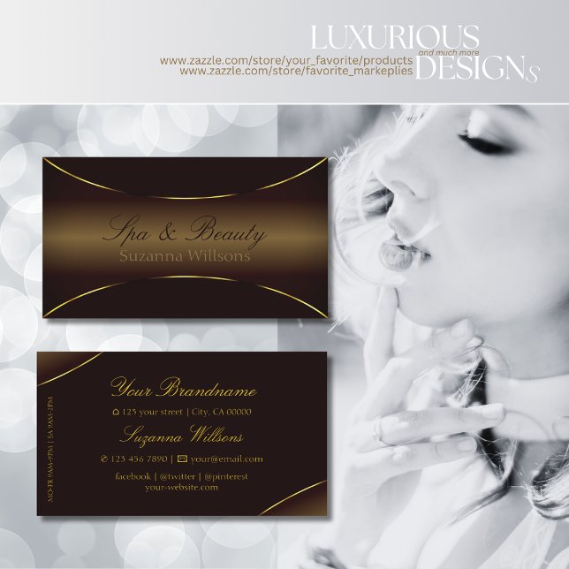 Luxury Dark Brown with Gold Border Elegant Stylish Business Card (Creator Uploaded)