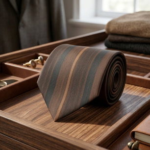 Luxury Dark Charcoal and Mahogany Wood Grain Tie