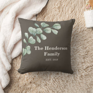 Luxury Dark Charcoal Family Established Throw Cushion