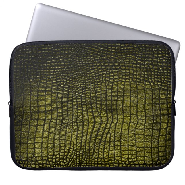 Luxury dark crocodile texture laptop sleeve (Front)