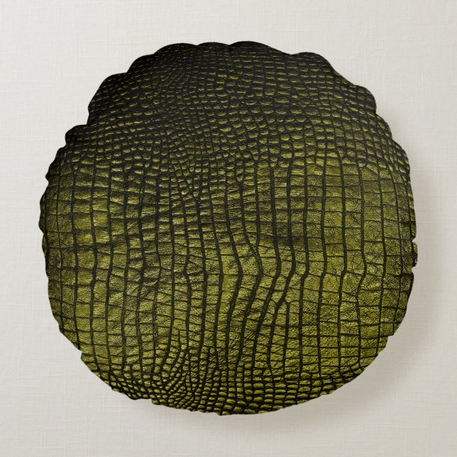 Luxury dark crocodile texture round cushion (Front)