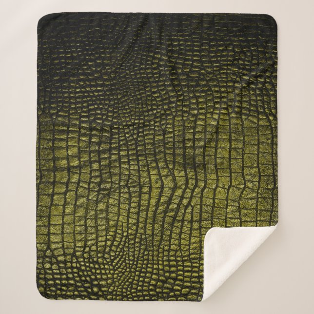 Luxury dark crocodile texture sherpa blanket (Front)