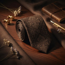 Luxury Dark Espresso Brown Baroque Damask