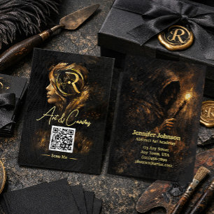 Luxury Dark Fine Art   Elegant Black & Gold Artist Business Card
