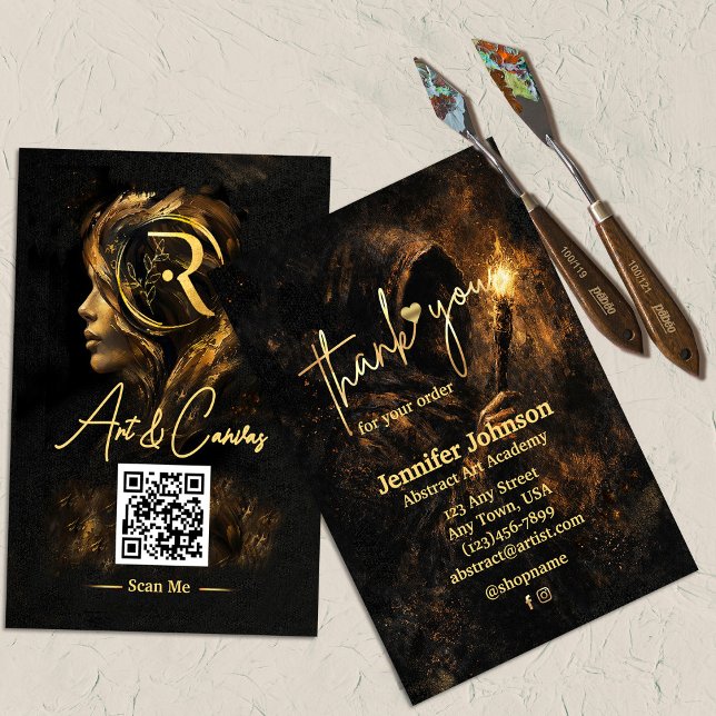 Luxury Dark Fine Art | Elegant Thank You Business Card (Luxury Dark Fine Art | Elegant Thank You Business Card #thankyoucard #thankyouforyourorder #support)