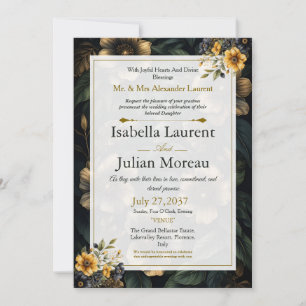 Luxury Dark Floral Elegant Wedding Invitation