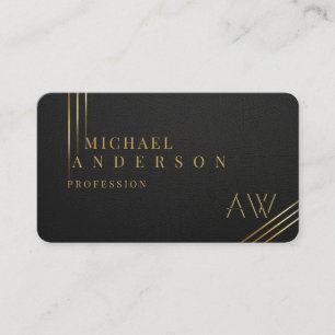 Luxury Dark Golden Monogram Professional Business Card