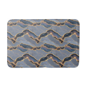 Luxury Dark Gray Marble Texture with Gold Veins Bath Mat