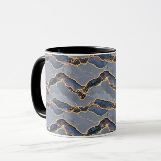 Luxury Dark Gray Marble Texture with Gold Veins Mug (Front Left)