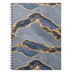 Luxury Dark Gray Marble Texture with Gold Veins Notebook