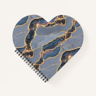 Luxury Dark Gray Marble Texture with Gold Veins Notebook