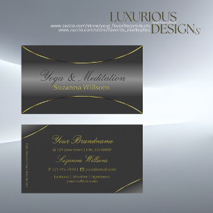 Luxury Dark Grey with Shimmery Gold Border Modern Business Card