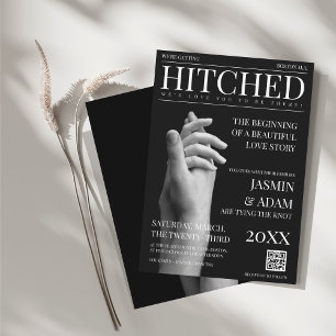 Luxury Dark Mode Hitched Magazine Wedding Invitation