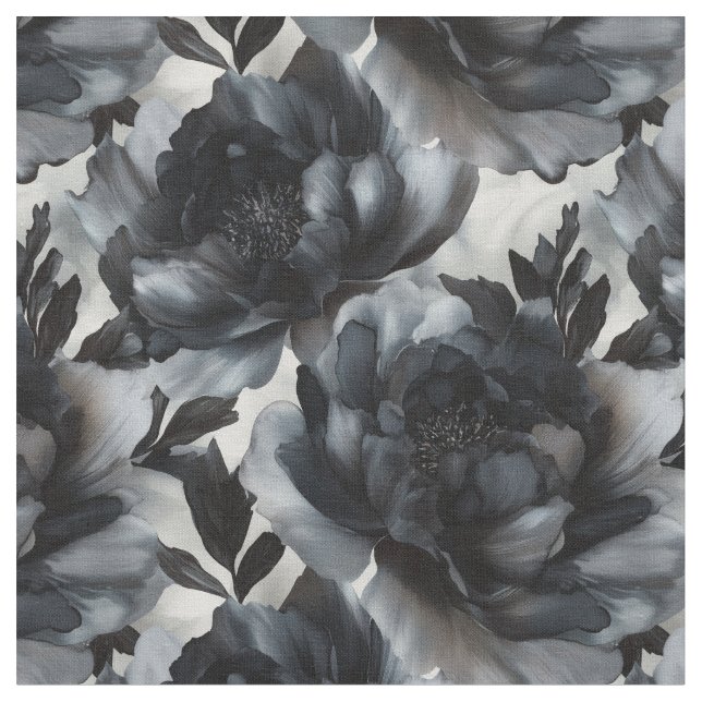 Luxury Dark Peonies Fabric (Close Up)